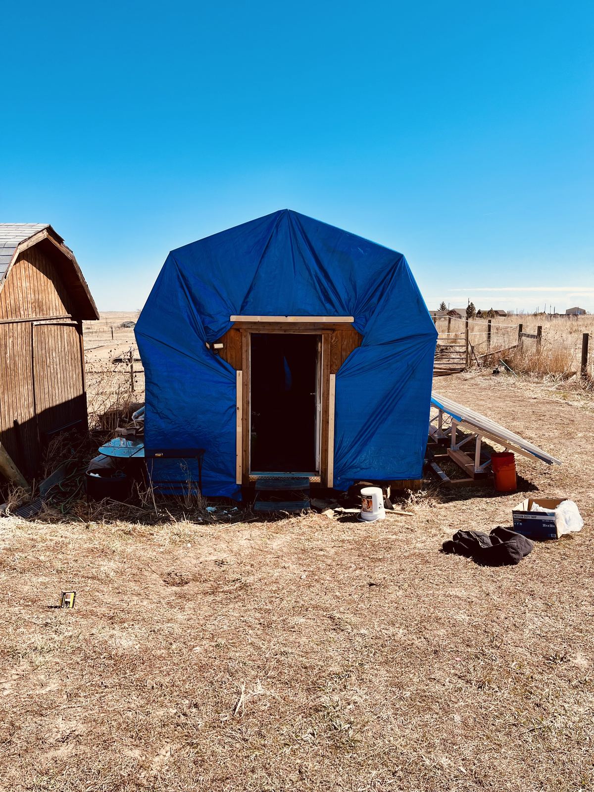 Barn fully tarped after emergency response